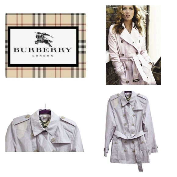 Burberry Coat - Sandringham Short Trench color light lavender Size 8 - Picture 1 of 16